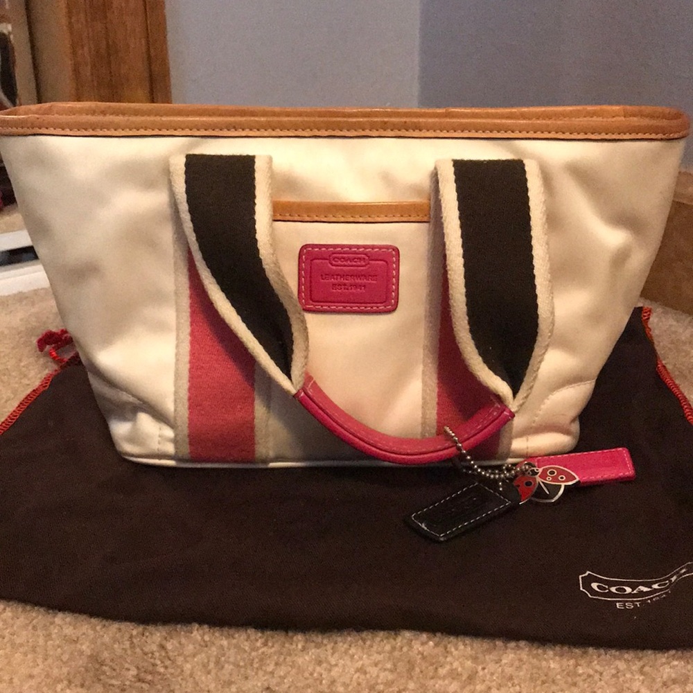 White Satin Coach handbag